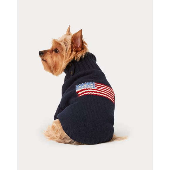 Ralph Lauren Pet Flag Wool-Blend Dog Sweater - Picture 5 of 12